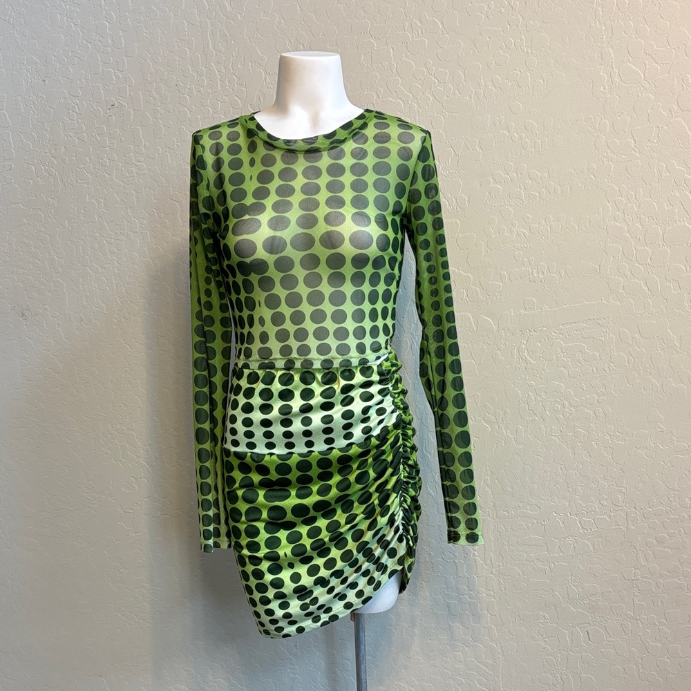 FINAL! Lime Green Polka Dot 2 Piece Skirt Set Rave Boho